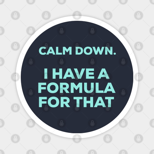 Calm Down, I have a Formula For That, Accounting pun stickers, accountancy gifts maths teacher Magnet by Style Conscious